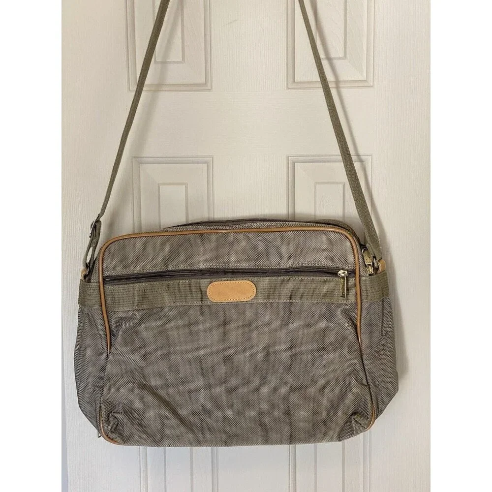 London Fog Shoulder Messenger Luggage Travel Bag Brown Multi Compartment Vintage